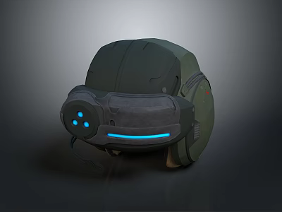 Futuristic Tactical Weapon Helmet Design With Blue Light Sensors And Green Shell 3d model Futuristic Tactical Weapon Helmet Design With Blue Light Sensors And Green Shell 3d model