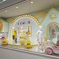 Colorful Children's Clothing Shop Window Display with Mannequins Toy Car and Star Sun Decor