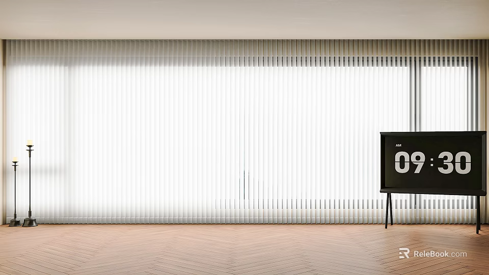 White Vertical Curtain Blinds With Striped Design For Home Window Decoration 3d model 