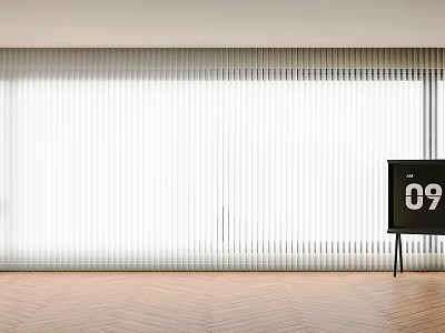 White Vertical Curtain Blinds With Striped Design For Home Window Decoration 3d model