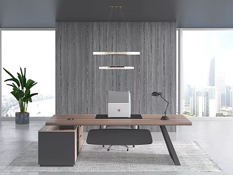 modern office desk chair desk 3d model