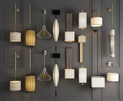 New Chinese Style Wall Lamp Metal Wall Lamp Combination Wooden Wall Lamp Lantern Wall Lamp 3d model