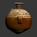 Traditional Reddish Brown Ceramic Vessel With Lid Two Handles And Decorative Patterns