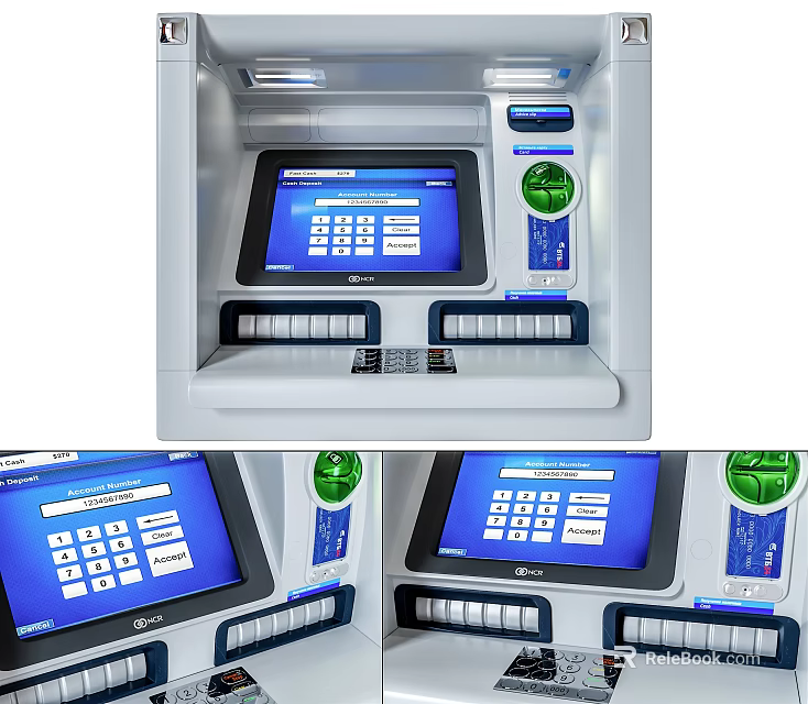 Public Facility Modern ATM Machine With Interactive Touch Screen And Numeric Keypad 3d model 