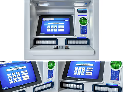 Public Facility Modern ATM Machine With Interactive Touch Screen And Numeric Keypad 3d model