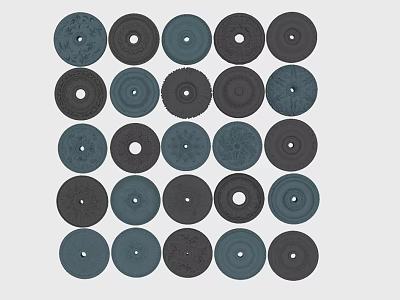 Assorted Circular Perforated Components In Grid Arrangement 3d model