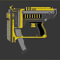Futuristic Yellow And Black Gun 3D Model With Modern Sci Fi Design Details