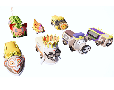 Modern Vans Cartoon Sale Car Westward Journey Theme 3d model