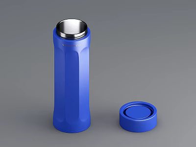 Blue Ceramic Thermos Cup With Lid And Simple Modern Design For Daily Use 3d model