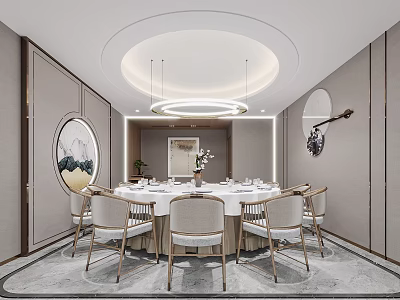 New Chinese Style Room Hall Box Meeting Room 3d model