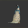 Exquisite Turquoise Peacock Figurine Displaying Long Ornate Tail Feathers With Decorative Base