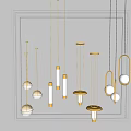 Modern Gold Pendant Lights Featuring Glass Balls Cylindrical Tubes And Ring Shapes