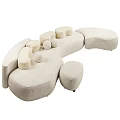 Multi person Beige Fabric Sofa With Unique Modular Rounded Shapes Design 3d model