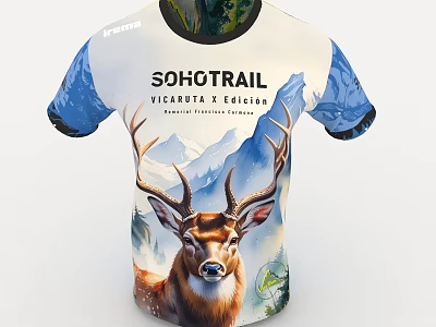 SOHOTRAIL VICARATUS II Edition T shirt featuring deer graphic and mountain landscape design 3d model