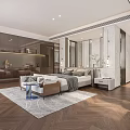 Modern Bedroom Interior Design With King Size Bed Area Rug And Floor Lamp