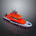 Orange Rescue Boat With White Blue Hull And Antenna Marine Structure