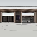 Modern Chinese Style Entrance Gate Design With Wooden Grilles Stone Walls and Greenery