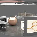 Luxury Jewelry Store Interior With Curved Display Counters Modern Stands And Marble Floor