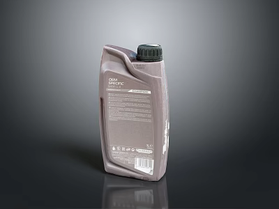 Brown Plastic Household Liquid Container With Black Cap And Labeled Design 3d model