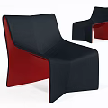 Modern Black And Red Leather Leisure Chair With Unique Curved Shape Design