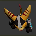 3D Model Feline Creature Character With Orange Ears Blue Accents And Green Eyes