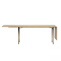 Modern Wooden Table With Metal Legs And Foldable Side Panel Design 3d model