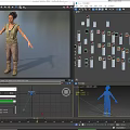 Game Movie Female Character in Green Sleeveless Vest Brown Cargo Pants Boots with Outstretched Arms