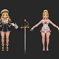 Game Characters With Diverse Costumes And Weapons In Fantasy Design