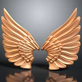 Metallic Golden Wing Shaped Wall Decor With Elegant Design For Home Interior