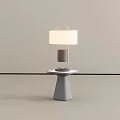Gray Conical Base Square Top Side Table With Modern White Shade Gold Frame Lamp 3d model