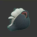 Cute Cartoon Animal Head Model With Gray Body Pink Ears White Top Fur And Red Nose