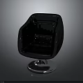 Modern Black Leather Chair With Rounded Armrests And Round Chrome Base