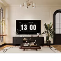 Warm Vintage Open Living And Dining Room With Elegant Interior Design And Large French Window