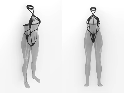 Stylish Black Mesh Bodysuit With Bodycon Design Front And Side View 3d model