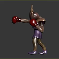 Game Movie Character In Purple Dress With Red Boxing Gloves And Spiky Head Fighting Pose