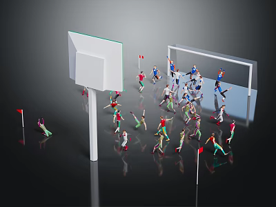 Modern multiplayer crowd pitch football pitch 3d model