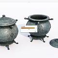 Antique Bronze Ornamental Decor Set Featuring Carved Patterns And Footed Bases With Lid And Lidless