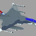 Gray Fighter Jet With Missiles Under Wings Blue Canopy Tail Emblem And Number 7521 3d model