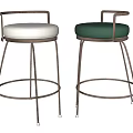 Modern Bar Stools With Metal Frame And White Green Cushioned Seats