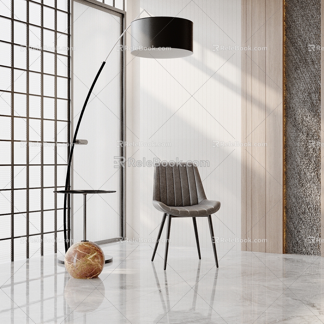 Modern Leisure Chair Leisure Chair Floor Lamp Side Table 3d model