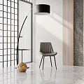 Modern Gray Inflatable Chair In Indoor Scene With Wooden Decoration And Grid Screen