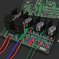 Mobile Phone Digital Circuit Board With Electronic Components Capacitors Heat Sinks And Colored Wires