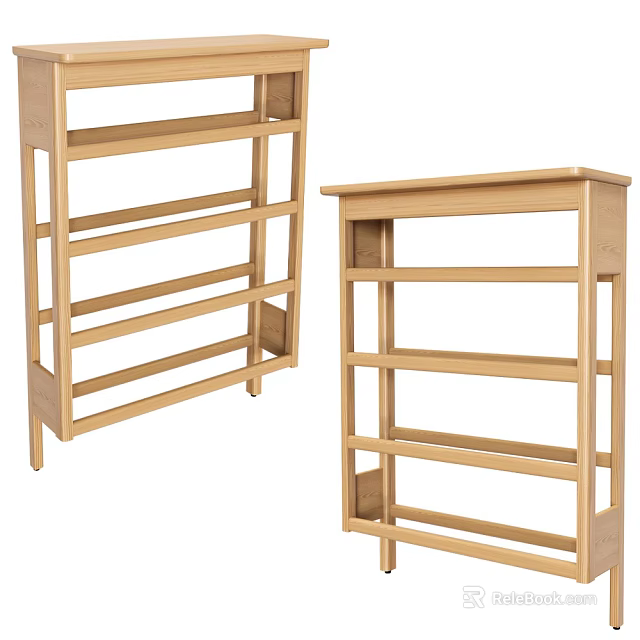 Wooden Open Shelving Unit With Multiple Layers For Home Storage Organization 3d model