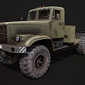 Military Green Off Road Truck With Open Cargo Bed And Large Tires