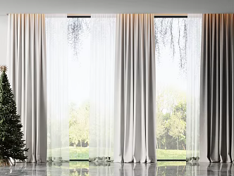 curtain gauze curtain 3d model