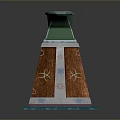 Anvil Shaped Green Top Decorative Object With Wooden Base And Striped Patterns