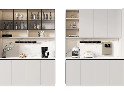 Modern Wine Cabinet With Glass Door Wine Bottles Decorative Items White Cabinets And Appliances 3d model