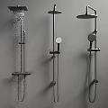 Modern Wall Mounted Shower Systems With Rain Heads And Handheld Sprayers 3d model