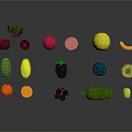 Assorted Colorful Fruits Including Lemon Orange Berries And Avocado On Gray Background With Reflections