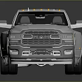 Silver Heavy Duty Pickup Truck With Double Cab Flatbed And Yellow Roof Lights